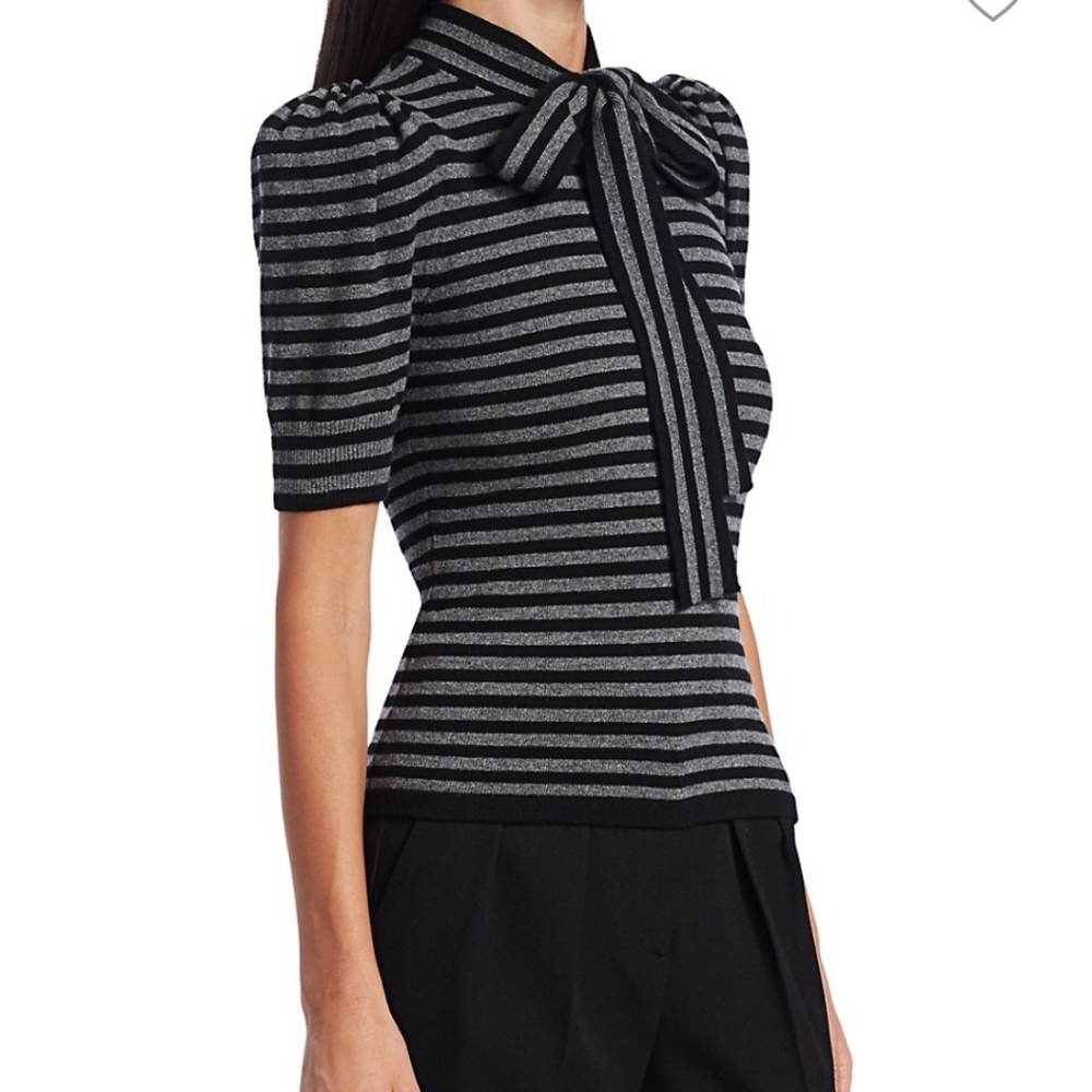 NWT$890 Michael Kors Striped Cashmere Blouse Top Sweater - Picture 4 of 15